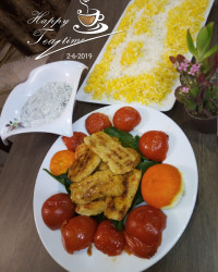 کباب تابه ای مرغ و برانی اسفناج