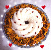 مرغ ریش ریشی زعفرونی با زرشک و پلو قالبی❤❤❤