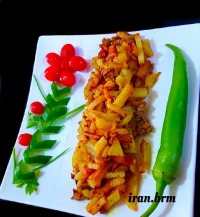 خوراک گوشت چرخ کرده با سیب زمینی