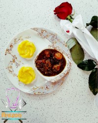 پلو و خورش الو اسفناج