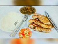 ماهی کبابی با چلو ساده آبکشی