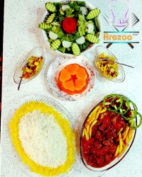 شام تولدم پلو خورش غوره بادمجان