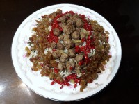 ناهار خوشمزه ما کله گنجشکی لوبیا پلو همراه با کشمش وزرشک