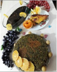 سبزی پلو مرغ سرخ شده قلیه ماهی