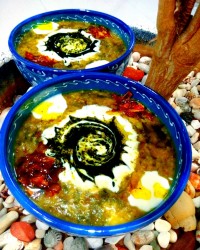 آش سبزی با سبزی محلی