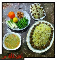 لوبیا پلو با گوشت قلقلی