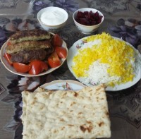 پلو با کباب تابه ای