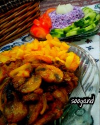 خوراک قارچ و سیب زمینی