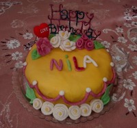 کیک تولد باخمیرفوندانت خانگی