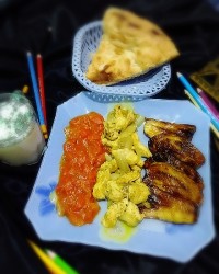 خوراک مرغ وبادمجان