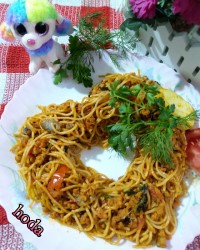 ماکارونی با سویا و سبزیجات