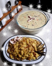 افطارما سوپ جو با شیر و خامه وچیکن بیف با سس مایونز❤❤❤