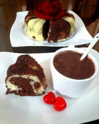 کیک دو رنگ بدون فر.