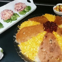 تزیین برنج و سالاد کلم