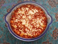 خوراک گوشت و بادمجان پنیری