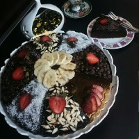 کیک شکلاتی امشب من جای همه دوستان سبز