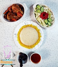 کته قالبی و خورش آلو مسما