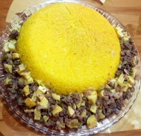 خوراک وابیشگا با کته زعفرانی