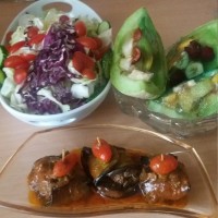 بقچه بادمجون با گوشت قلقلی وژله طالبی