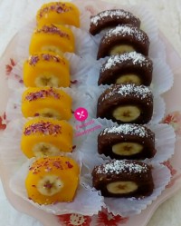 رولت حلوای موزی دو رنگ