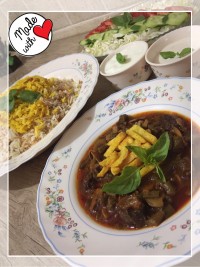 خوراک لوبیا سبز و قارچ