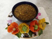 خوراک عدس و قارچ