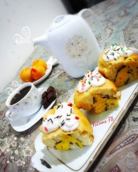 کیک موجدار رنگارنگ