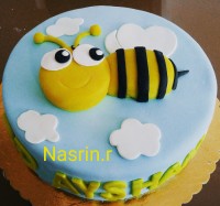 کیک فوندانت با تم زنبور