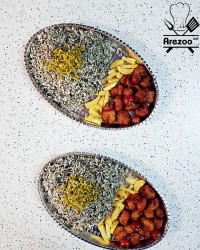 سبزی پلو با میگو پفکی