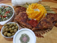 کباب تابه ای با کته دورنگ