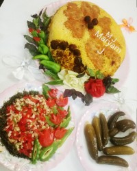 لوبیا پلو با دورچین سبزیجات