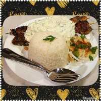 کته با کباب چوبی و سس قارچ