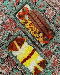 چلو کباب میکس همراه ته چین