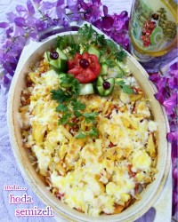 خوراک مرغ با پنیر پیتزا