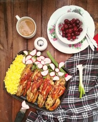 بوقلمون بریان با سس پستو