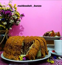 کیک عصرانه کنجدی دورنگ