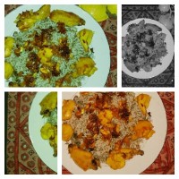 شوید پلو بامرغ زعفرانی