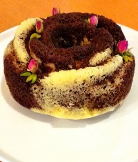 کیک دو رنگ بدون فر در قالب ژله.