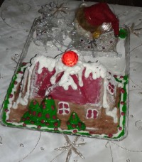 کیک خانه کریسمسی