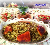 عدس پلو باتن ماهی باته دیگ نون باگت