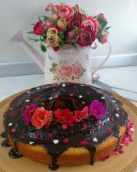 کیک باروکش گاناش ساده