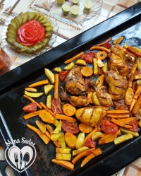 خوراک مرغ در فر