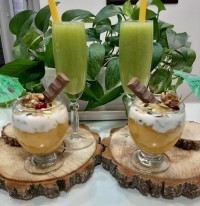 دسر انبه و آب طالبی