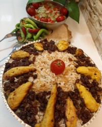 رشته پلو با فیله مرغ