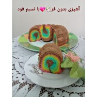 کیک شکلاتی رنگین کمانی بدون فر
