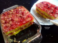 دسر کاسترد وژله وبیسکوئیت