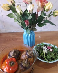 دلمه بادمجان و فلفل