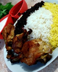 پلو مرغ مخلوط با زرشک