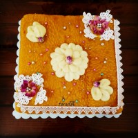 کیک حلوا باتزیین گیپورخوراکی