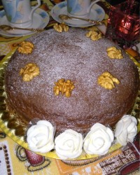 کیک گردویی کاکائویی با مغز شکلات